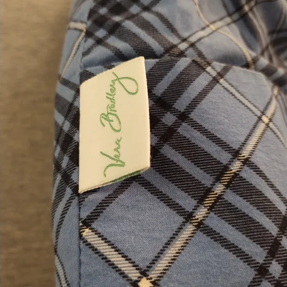 Vera Bradley Drawstring Backpack Blue Floral and Plaid Pattern - Picture 9 of 16